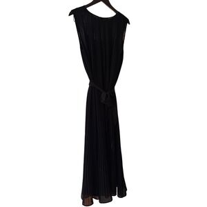 Banana Republic Black Pleated Sleeveless Maxi Dress with Belt Womens Size M